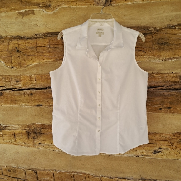 Talbots Tops - Talbots White Sleeveless Wrinkle Resistant Cotton Button Down Shirt Size Large